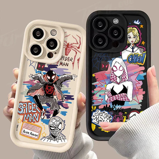 Graffiti Marvel Spider Man, Gwen Case for iPhone 14 15 Pro Max 13 12 11 X XS XR 7 8 Plus SE